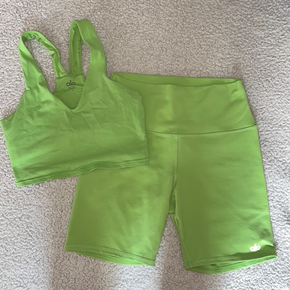 ALO Yoga Pants - ALO Yoga Airbrush Real Bra Tank & 7” High-Waist Biker Short Set